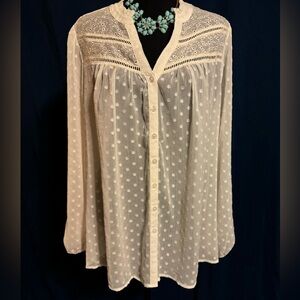 NWOT Torrid 2x Chiffon Clip Dot with Contrasting Eyelet Top